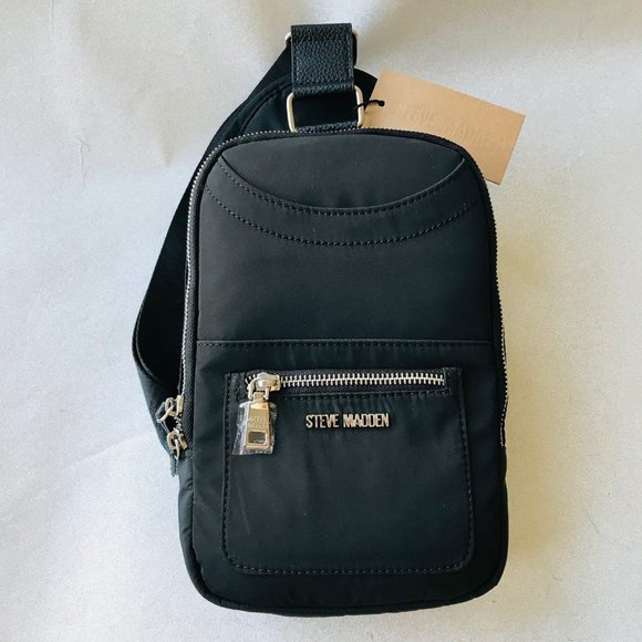 Steve Madden Bcat-n Black Nylon Backpack Bag 1 zip Outer Pocket 6.5"x … - Picture 2 of 8